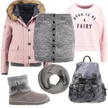 Outfit Rosa e grigio casual