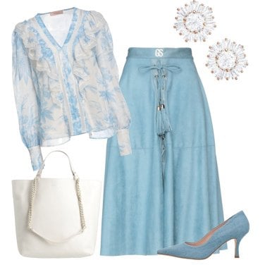 Outfit Blusas Azul De flores 3 Outfit Mujer Bantoa