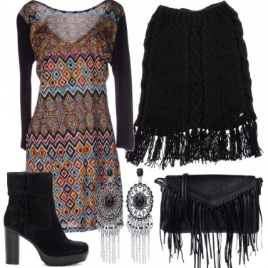 Outfit Nero con un tocco di colore