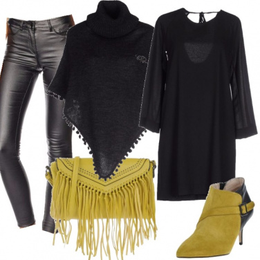 Outfit Lime e pelle nera