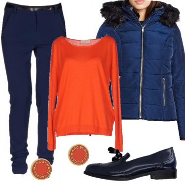 Outfit In blu e arancio