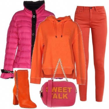 Outfit Arancione e fucsia