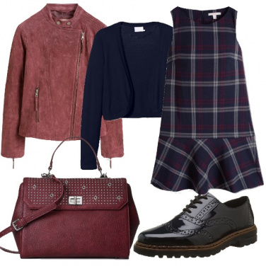 Outfit Quadri e pelle