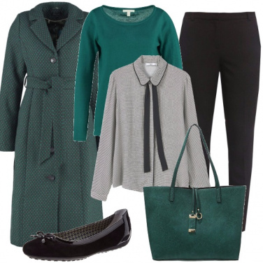 Outfit Bon ton in nero e verde bottiglia