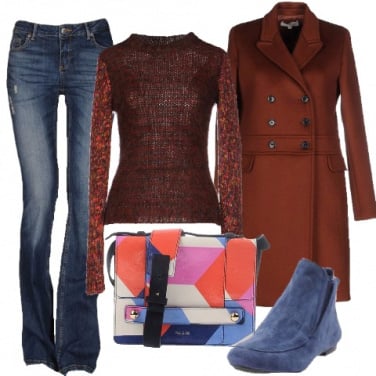 Outfit Calde e colorate in ruggine ed azzurro