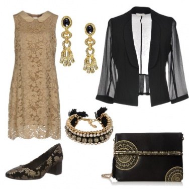 Outfit Abito in pizzo beige