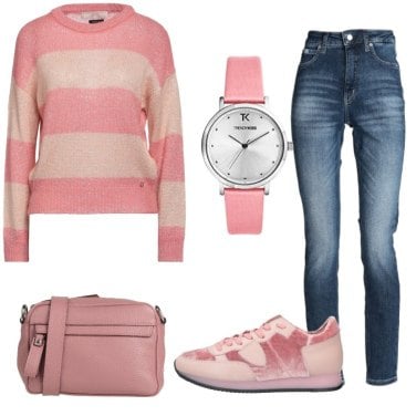 Outfit con shop sneakers rosa