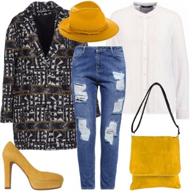 Outfit Cappello senape piccante
