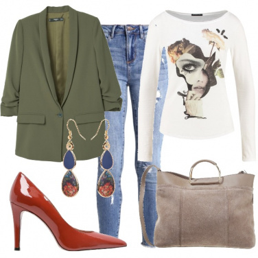 Outfit Verde e mattone