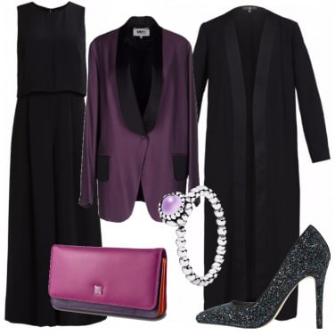 Outfit Festa viola e nere