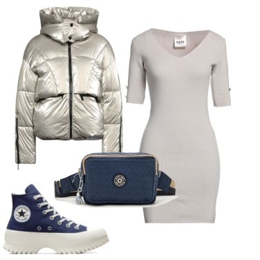 Bolso saco mujer gris plata con diseños digital a presión Desigual