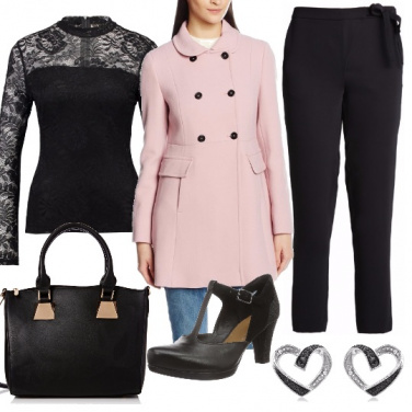 Outfit Romantica in rosa e nero