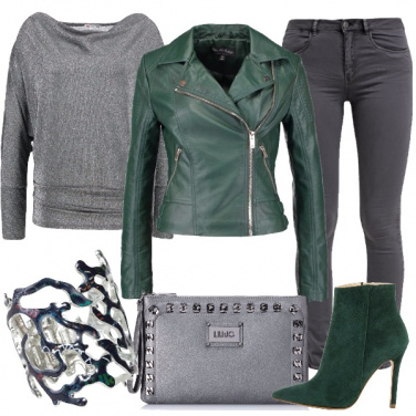 Outfit Rock in grigio e verde