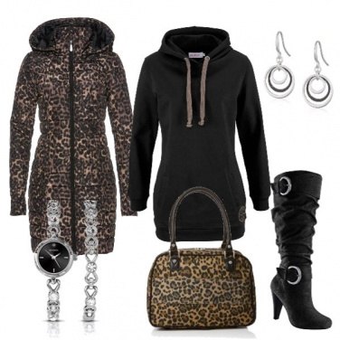 Outfit Piumino animal beige