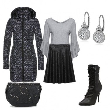 Outfit Piumino animal grigio