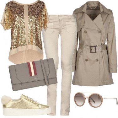 Outfit Oro e colori neutri