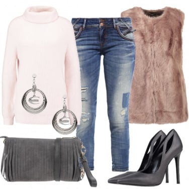 Outfit Rosa e grigio