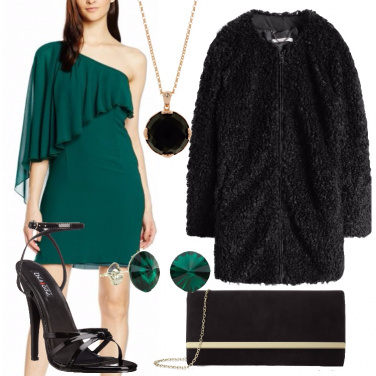 Outfit Serata in verde e nero