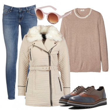 Outfit Blu e nocciola