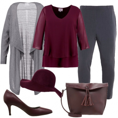 Outfit Grigio e bordeaux