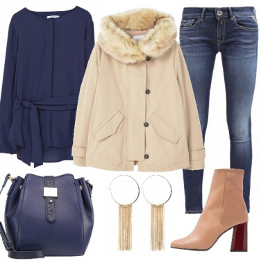 Outfit Beige e blu