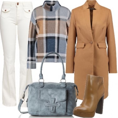 Outfit Chic in scacchi pastello