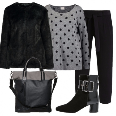 Outfit Grigio a pois