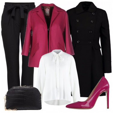Outfit Bianco nero rosa