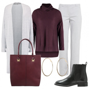 Outfit Borgogna e grigio