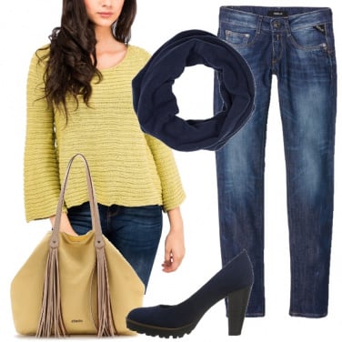 Outfit Giallo e denim