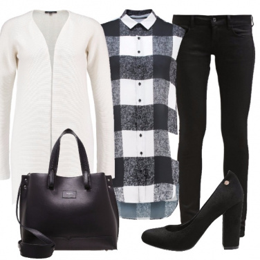 Outfit A quadri bianchi e neri