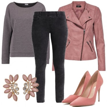 Outfit Grigio e rosa chic