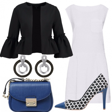 Outfit Chic in bianco nero bluette