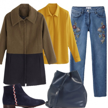 Outfit Blu e senape