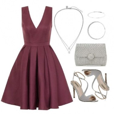 maroon dress with silver shoes