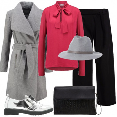 Outfit Fragola grigio e nero
