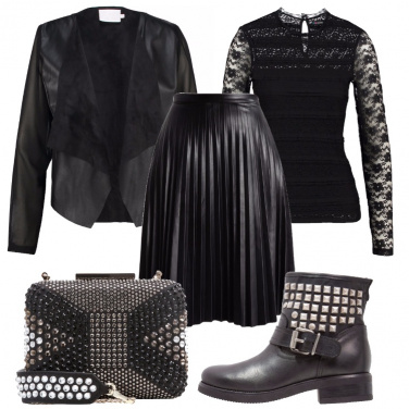 Outfit Pelle e pizzo