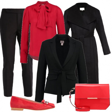 Outfit Rosso e nero per l\'ufficio