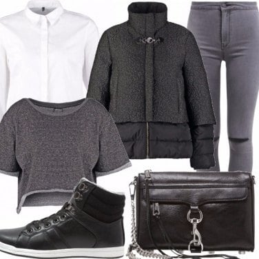Outfit Bianco grigio nero