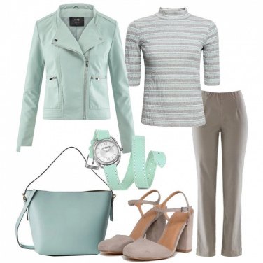 Outfit Verde acqua e grigio
