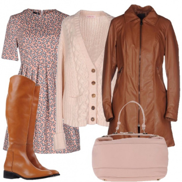 Outfit Rosa e cuoio