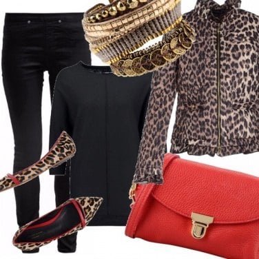 Outfit Rosso e animalier