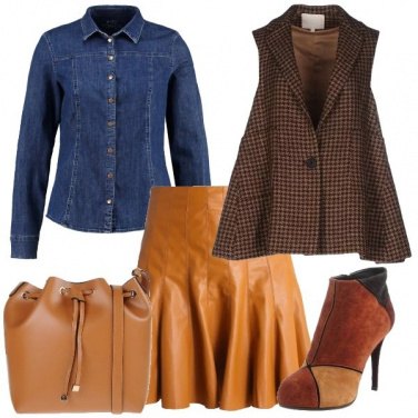 Outfit Pelle jeans e tweed
