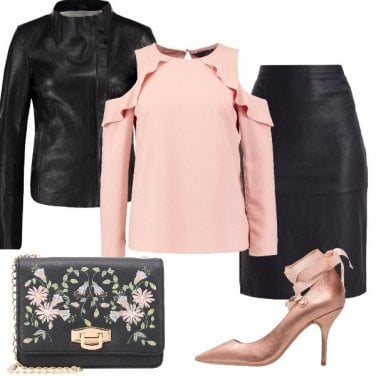 Outfit In rosa e pelle
