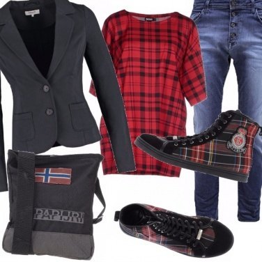 Outfit Tartan & bike