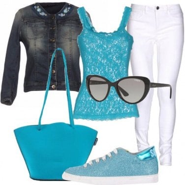 Outfit Trasparenza turchese di giorno