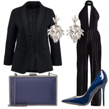 Outfit Nero con blu