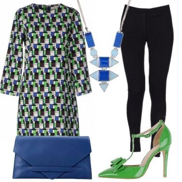 Outfit Verde e blu geometrici