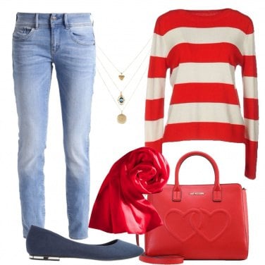 Outfit Rosso e righe