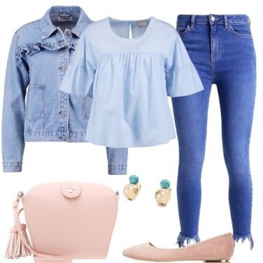 Outfit Celeste e rosa